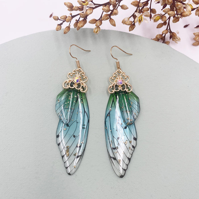 Jewelry WholesaleWholesale S925 sterling silver cicada wing wing gradient color butterfly earrings JDC-ES-XuanY002 Earrings 宣妍 %variant_option1% %variant_option2% %variant_option3%  Factory Price JoyasDeChina Joyas De China