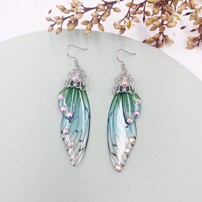 Jewelry WholesaleWholesale S925 sterling silver cicada wing wing gradient color butterfly earrings JDC-ES-XuanY002 Earrings 宣妍 %variant_option1% %variant_option2% %variant_option3%  Factory Price JoyasDeChina Joyas De China