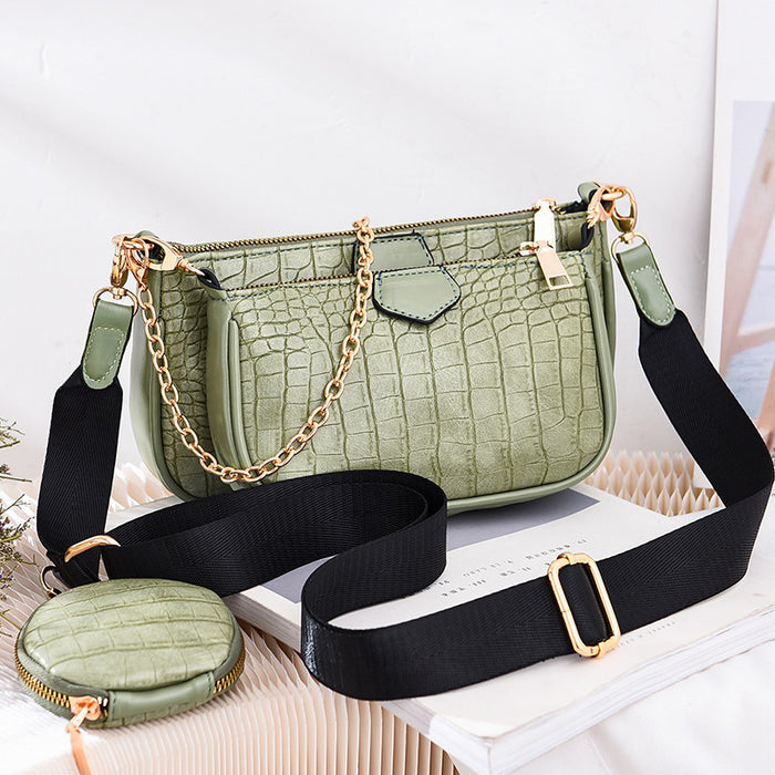 Wholesale Shoulder Bag PU Crocodile Pattern Diagonal 3 Piece Set JDC-SD-Yiou003