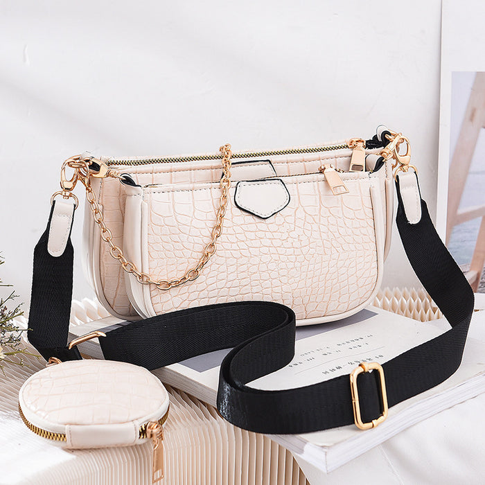 Wholesale Shoulder Bag PU Crocodile Pattern Diagonal 3 Piece Set JDC-SD-Yiou003