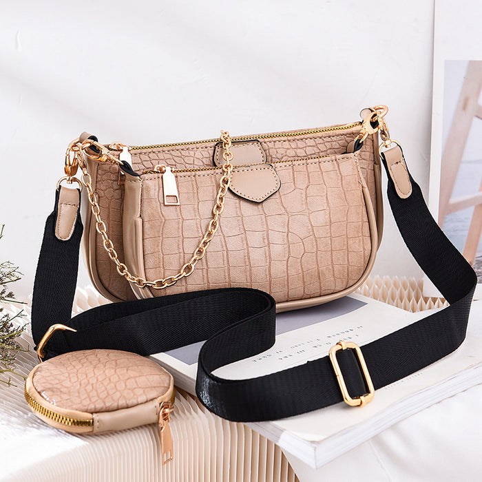 Wholesale Shoulder Bag PU Crocodile Pattern Diagonal 3 Piece Set JDC-SD-Yiou003