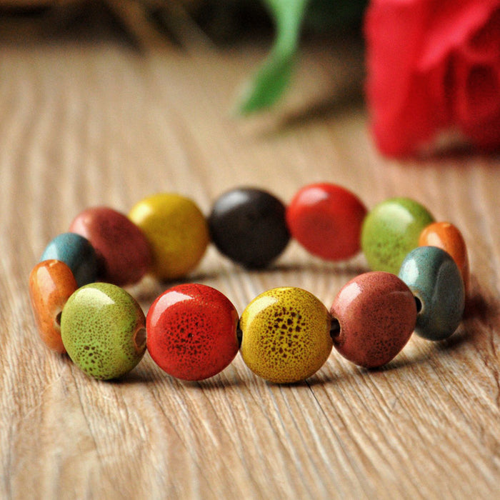 Wholesale Ceramic Jingdezhen Ceramic Bracelet Color Glaze Porcelain Bead Bracelet JDC-BT-YXH011