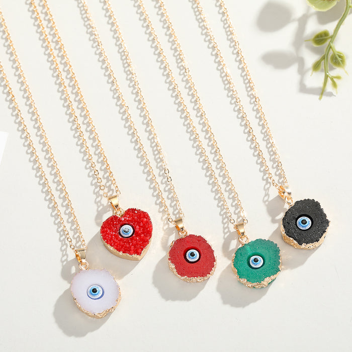 Jewelry WholesaleWholesale Color druzy Eye Imitation Natural Stone Love Resin Necklace MOQ≥6 JDC-NE-Juej014 Necklaces 觉际 %variant_option1% %variant_option2% %variant_option3%  Factory Price JoyasDeChina Joyas De China