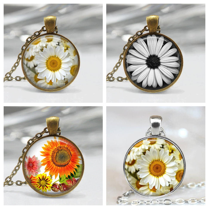 Wholesale Sunflower Flower Time Gemstone Necklace JDC-NE-Saip031