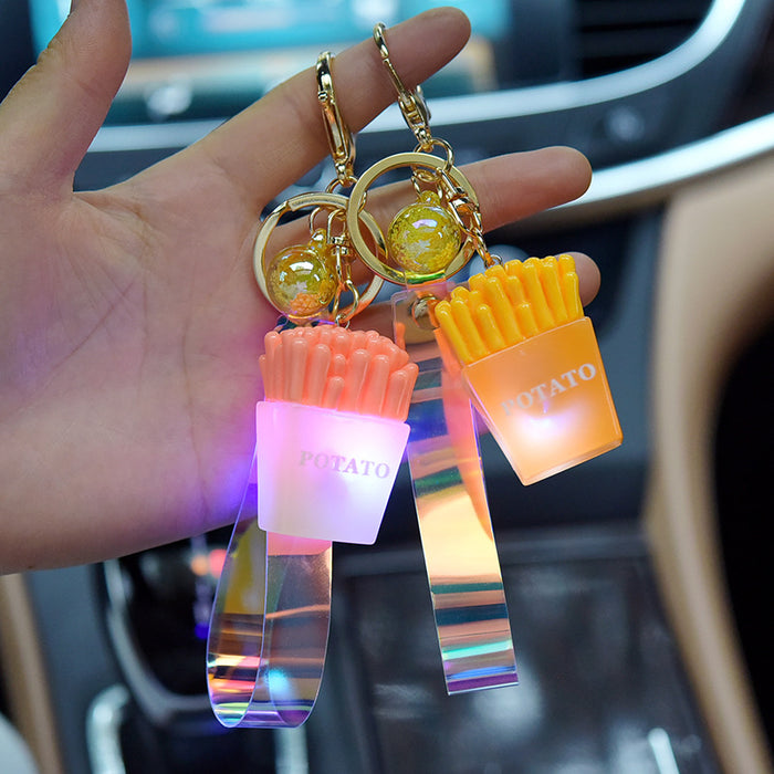 Wholesale Keychains Resin Cute Lighted Popcorn Fries JDC-KC-JXi015