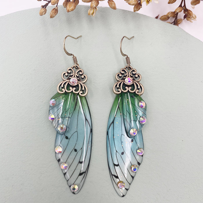 Jewelry WholesaleWholesale S925 sterling silver cicada wing wing gradient color butterfly earrings JDC-ES-XuanY002 Earrings 宣妍 %variant_option1% %variant_option2% %variant_option3%  Factory Price JoyasDeChina Joyas De China