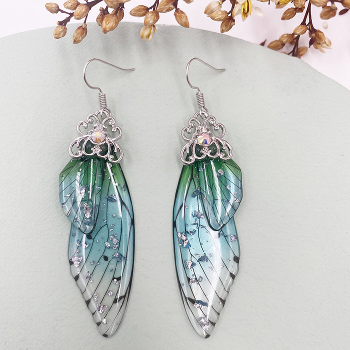 Jewelry WholesaleWholesale S925 sterling silver cicada wing wing gradient color butterfly earrings JDC-ES-XuanY002 Earrings 宣妍 %variant_option1% %variant_option2% %variant_option3%  Factory Price JoyasDeChina Joyas De China