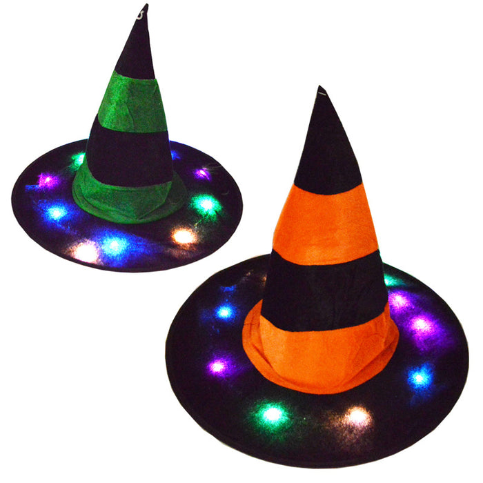 Wholesale Fashion hat Cloth Halloween Witch Hat Colored LED Glowing Hat MOQ≥2 JDC-FH-Meix001