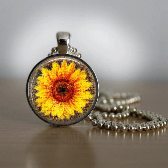 Wholesale Sunflower Flower Time Gemstone Necklace JDC-NE-Saip031