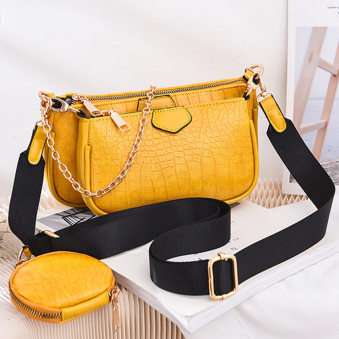 Wholesale Shoulder Bag PU Crocodile Pattern Diagonal 3 Piece Set JDC-SD-Yiou003