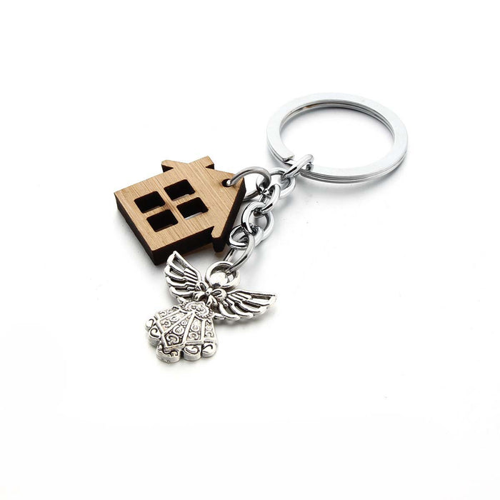 Wholesale Angel Wood Alloy Keychain MOQ≥2 JDC-KC-SShan003