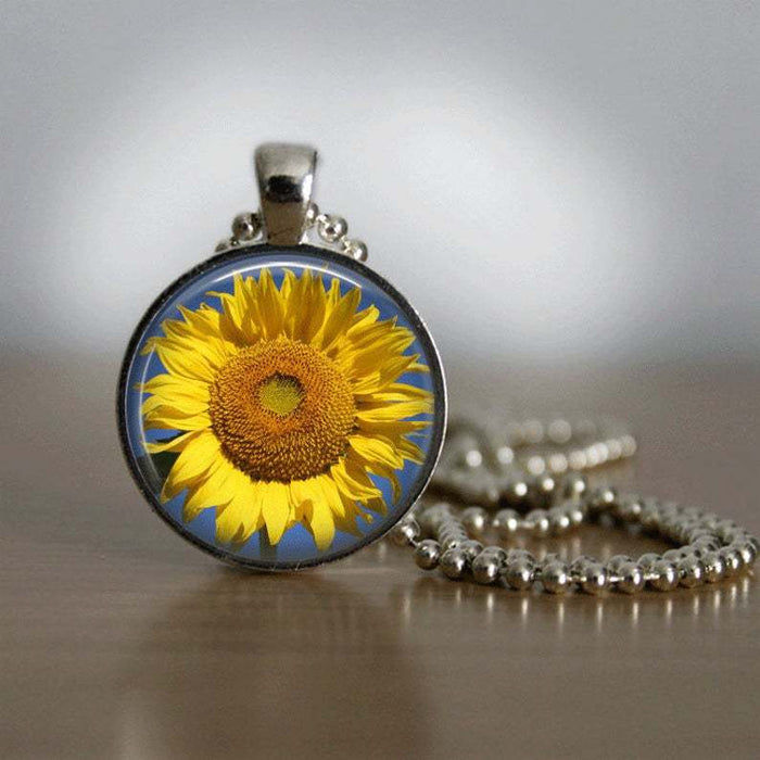 Wholesale Sunflower Flower Time Gemstone Necklace JDC-NE-Saip031