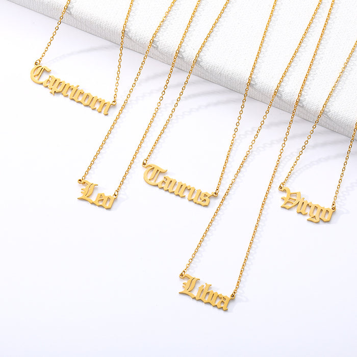 Jewelry WholesaleWholesale twelve constellations Necklace stainless steel English letters JDC-NE-MJ008 Necklaces 萌葭 %variant_option1% %variant_option2% %variant_option3%  Factory Price JoyasDeChina Joyas De China