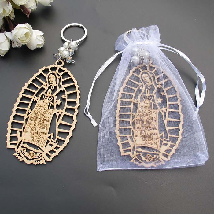 Wholesale Wooden Brand Virgin Mary Alloy Keychain MOQ≥2 JDC-KC-SShan001