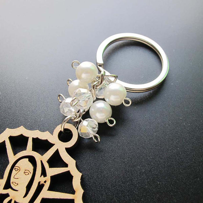 Wholesale Wooden Brand Virgin Mary Alloy Keychain MOQ≥2 JDC-KC-SShan001