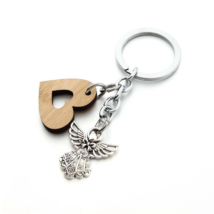 Wholesale Angel Wood Alloy Keychain MOQ≥2 JDC-KC-SShan003