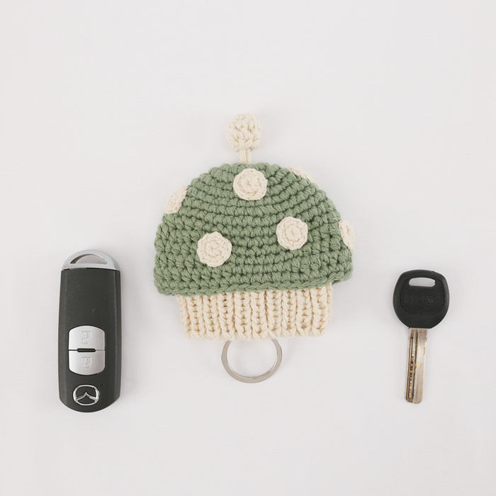 Wholesale handmade cartoon knitted key bag hand knitted small mushroom MOQ≥3 JDC-KC-BDXY004