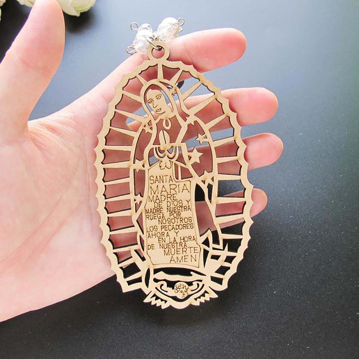 Wholesale Wooden Brand Virgin Mary Alloy Keychain MOQ≥2 JDC-KC-SShan001