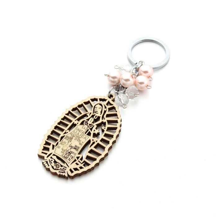 Wholesale Wooden Brand Virgin Mary Alloy Keychain MOQ≥2 JDC-KC-SShan001