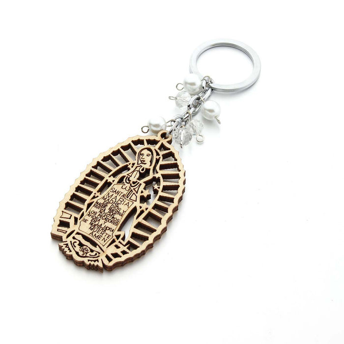 Wholesale Wooden Brand Virgin Mary Alloy Keychain MOQ≥2 JDC-KC-SShan001