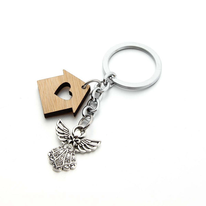 Wholesale Angel Wood Alloy Keychain MOQ≥2 JDC-KC-SShan003