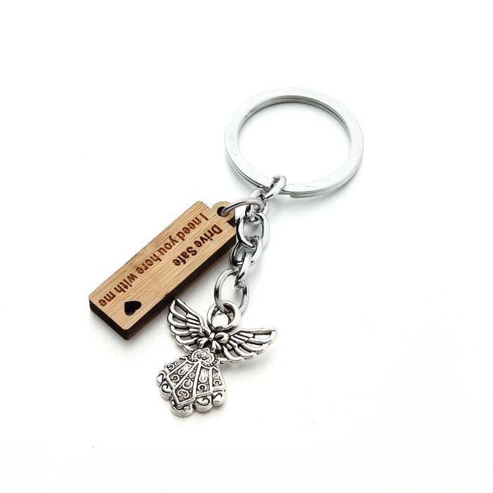 Wholesale Angel Wood Alloy Keychain MOQ≥2 JDC-KC-SShan003