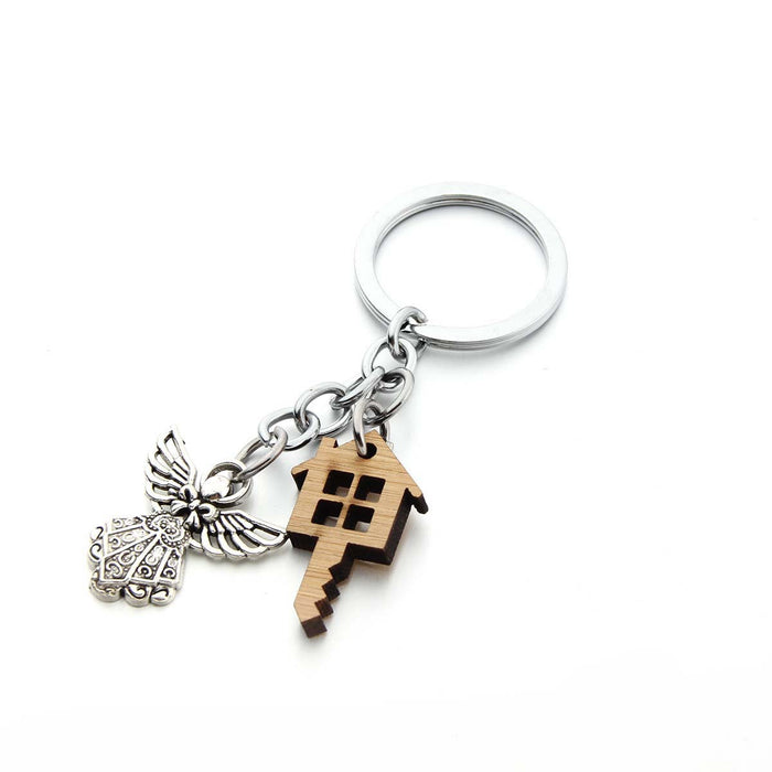 Wholesale Angel Wood Alloy Keychain MOQ≥2 JDC-KC-SShan003