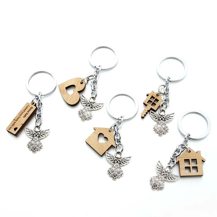 Wholesale Angel Wood Alloy Keychain MOQ≥2 JDC-KC-SShan003