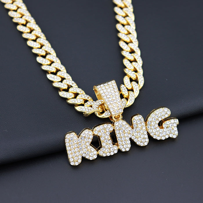 Wholesale Necklaces Alloy Trendy Hip Hop Exaggerated KING Letters JDC-NE-Haojie007