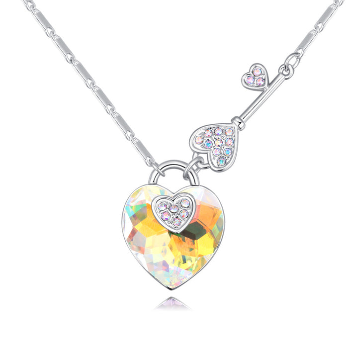 Jewelry WholesaleWholesale Ladies Key Heart Shape Color Crystal Pendant Necklace JDC-NE-JYS003 necklaces 静夜思 %variant_option1% %variant_option2% %variant_option3%  Factory Price JoyasDeChina Joyas De China