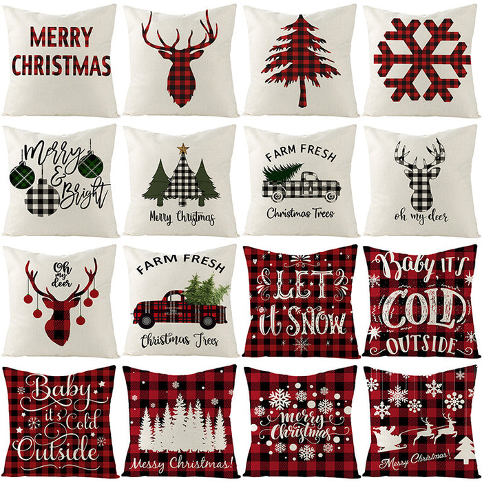 Wholesale Pillowcase Christmas Plaid Linen JDC-PW-Jinze011