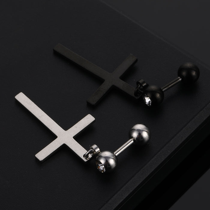 Wholesale Stainless Steel Cross Stud Earrings With DrillMOQ≥2 JDC-ES-qiany004