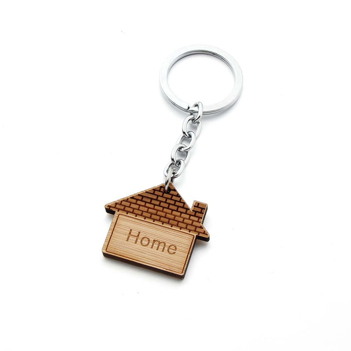 Wholesale Wooden House Alloy Keychain MOQ≥2 JDC-KC-SShan002