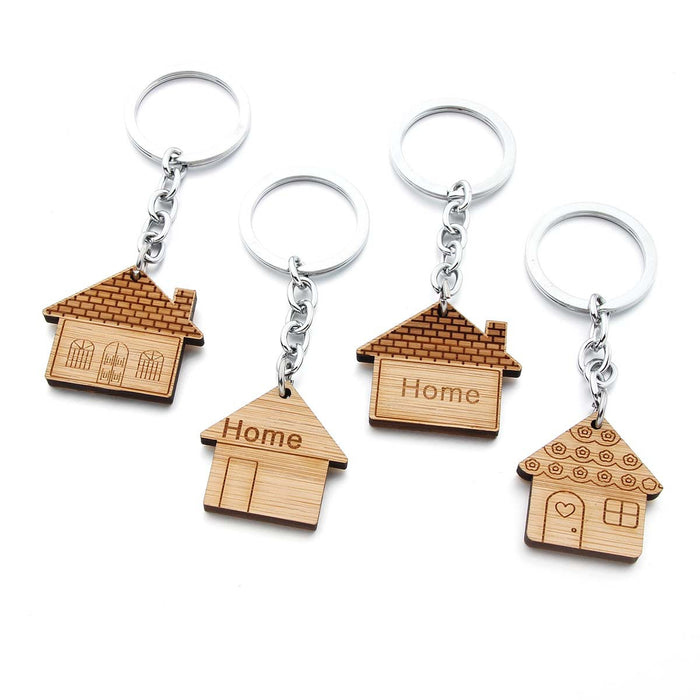 Wholesale Wooden House Alloy Keychain MOQ≥2 JDC-KC-SShan002