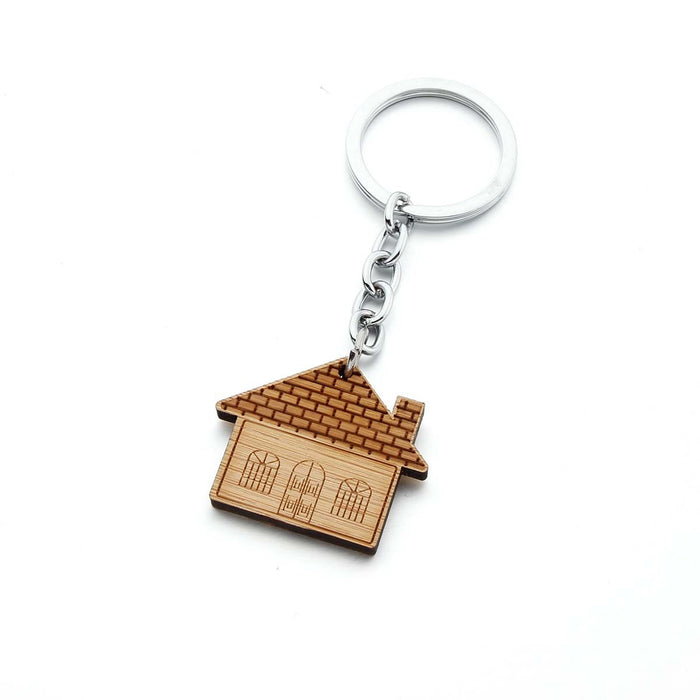 Wholesale Wooden House Alloy Keychain MOQ≥2 JDC-KC-SShan002