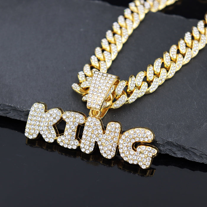 Wholesale Necklaces Alloy Trendy Hip Hop Exaggerated KING Letters JDC-NE-Haojie007