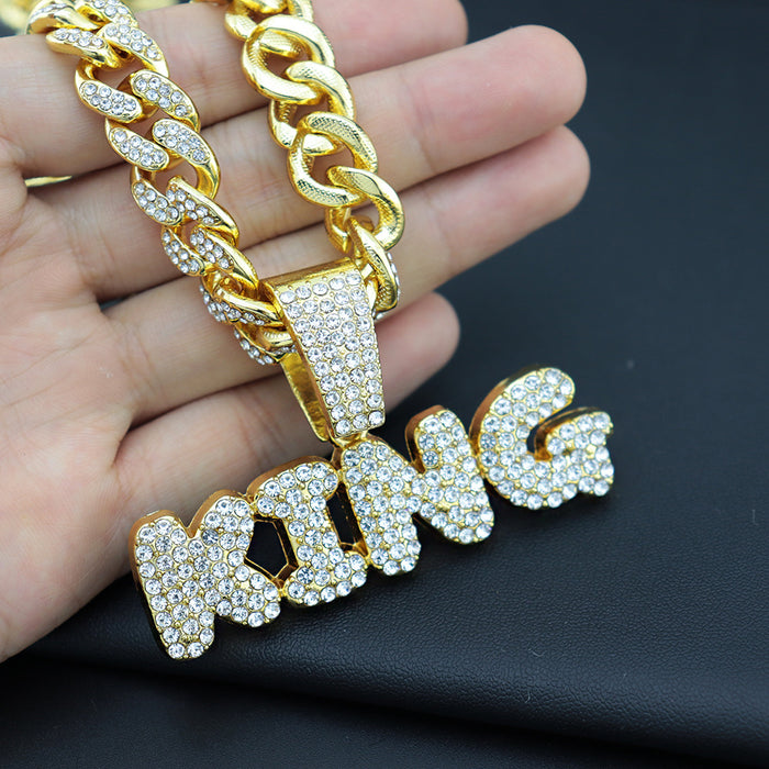 Wholesale Necklaces Alloy Trendy Hip Hop Exaggerated KING Letters JDC-NE-Haojie007