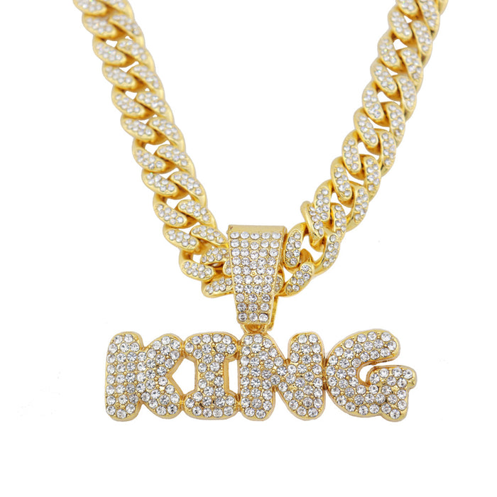 Wholesale Necklaces Alloy Trendy Hip Hop Exaggerated KING Letters JDC-NE-Haojie007