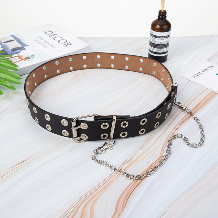 Wholesale Punk Style Double Exhaust Eye PU Belt JDC-WB-SuiY002