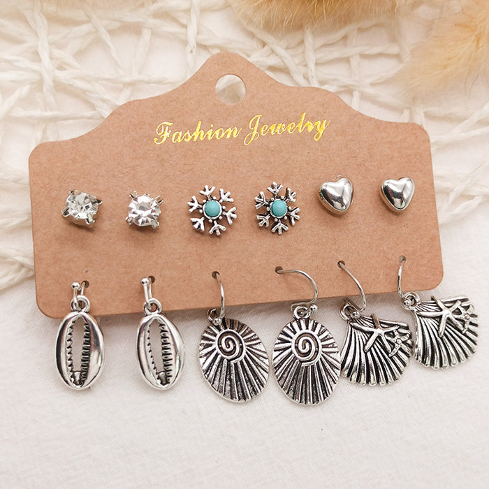 Wholesale Stud Earrings 6 Piece Set Snake Owl Marine Collection JDC-ES-HH015