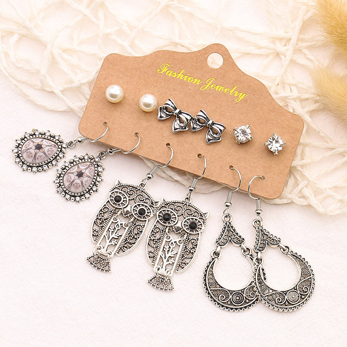 Wholesale Stud Earrings 6 Piece Set Snake Owl Marine Collection JDC-ES-HH015