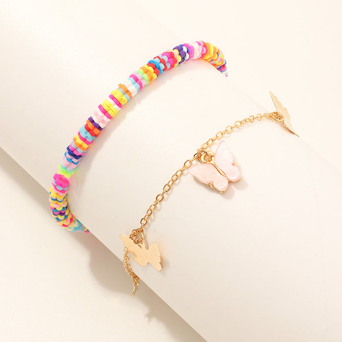 Wholesale multi-element beach style soft pottery anklet butterfly pentagram JDC-AS-NZ022