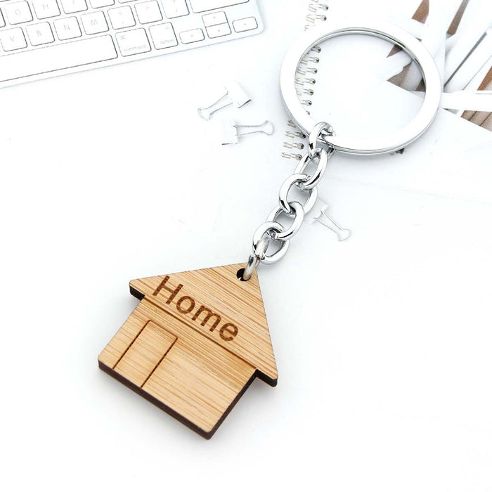 Wholesale Wooden House Alloy Keychain MOQ≥2 JDC-KC-SShan002