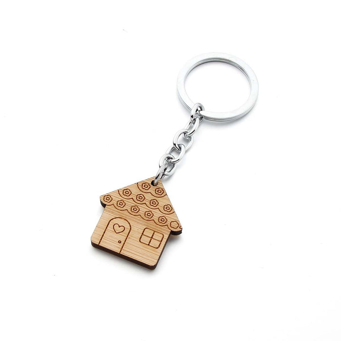 Wholesale Wooden House Alloy Keychain MOQ≥2 JDC-KC-SShan002