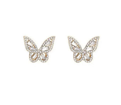 Wholesale 925 Silver Needle Zircon Butterfly Copper Earrings MOQ≥2 JDC-ES-LYun001