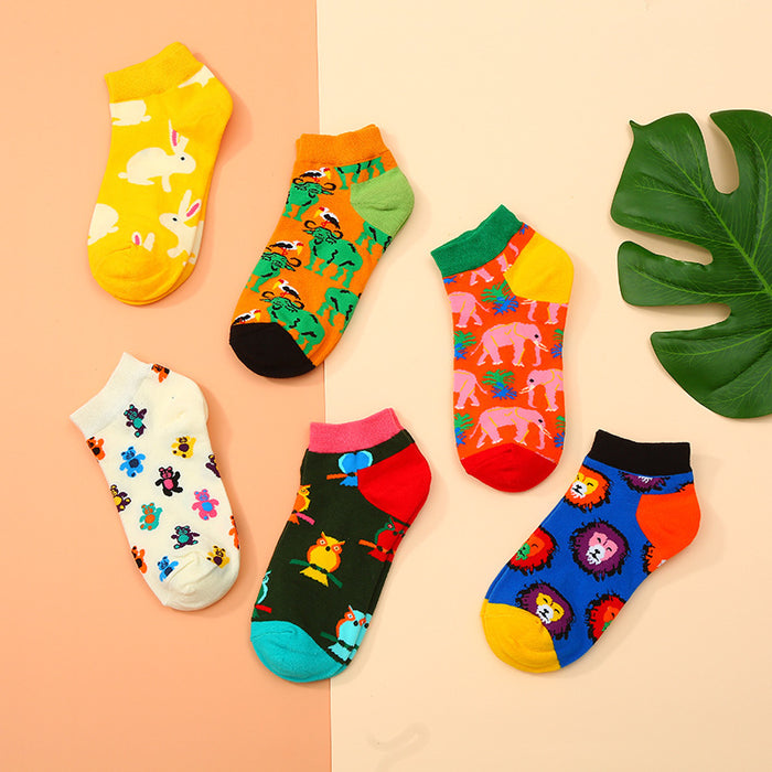 Wholesale Animal Unisex Thin Cotton Socks Shallow Low Top MOQ≥5  JDC-SK-XinH008