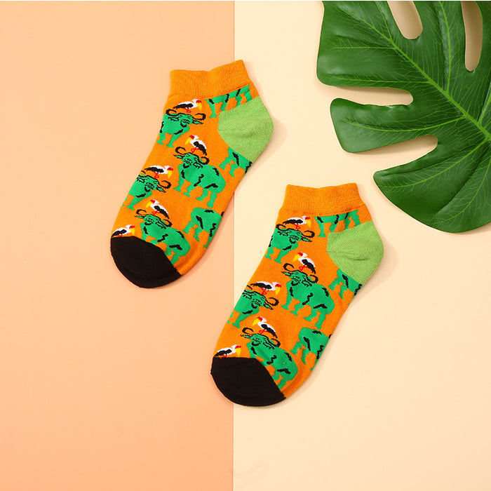 Wholesale Animal Unisex Thin Cotton Socks Shallow Low Top MOQ≥5  JDC-SK-XinH008