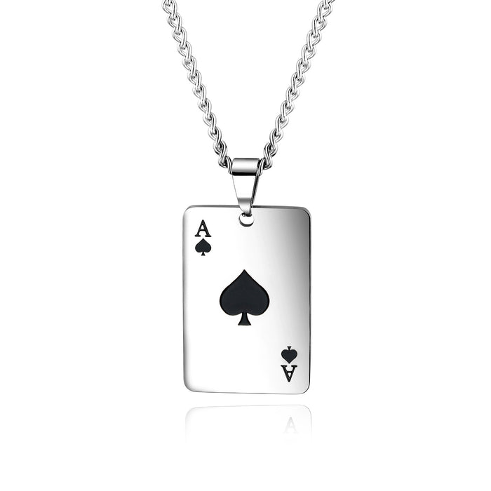 Wholesale Necklace Stainless Steel Playing Cards Ace of Hearts and Spades MOQ≥2 JDC-NE-PERMGEJ001