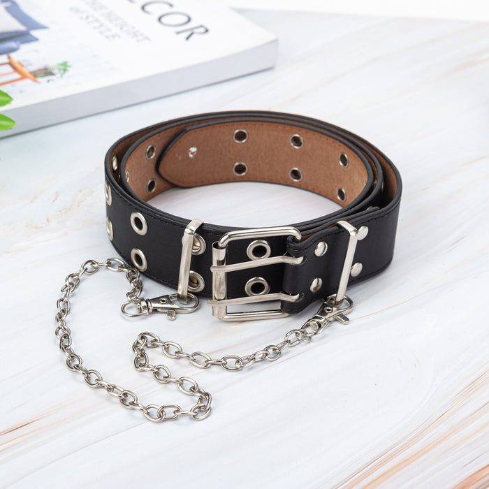 Wholesale Punk Style Double Exhaust Eye PU Belt JDC-WB-SuiY002