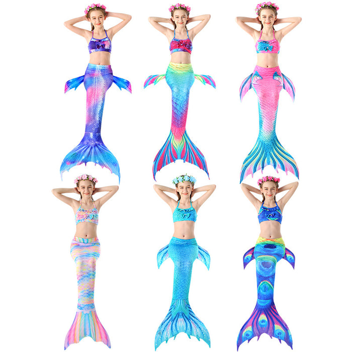 Wholesale Three Piece Mermaid Swimsuit Kids Swimwear Bikini JDC-SW-ManT003